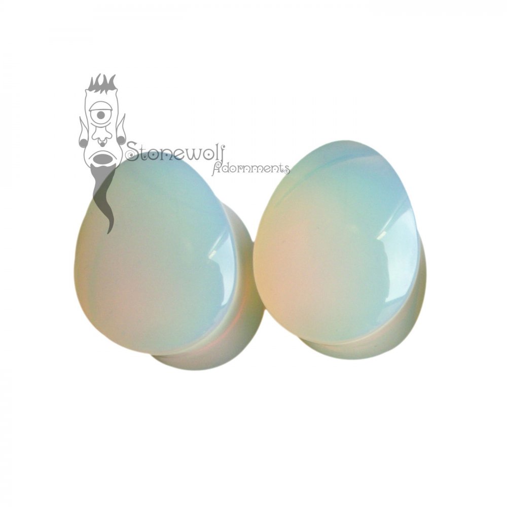 Pair of Opalite Teardrop Plugs Choice of Colour - Made to Order - Click Image to Close