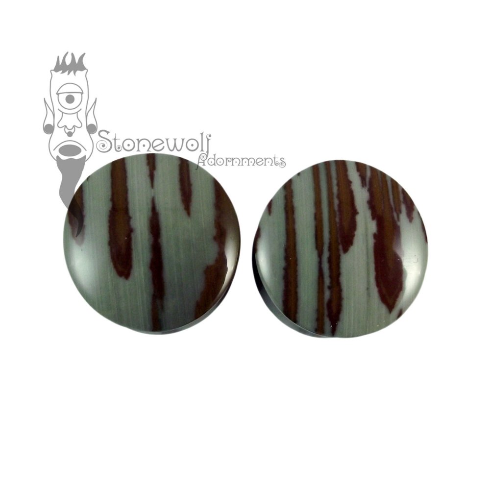 Pair of Owyhee Jasper Stone Plugs Double Flared Made to Order