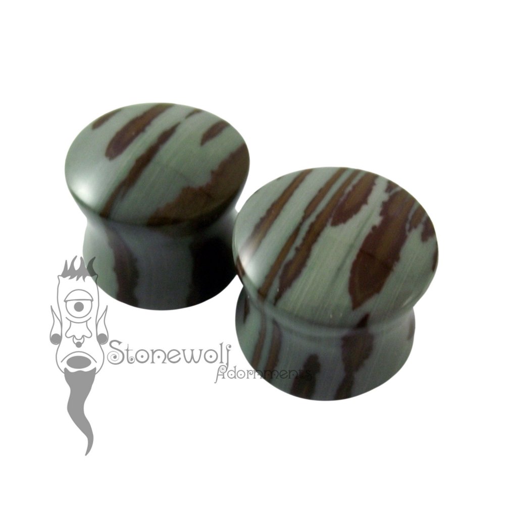 Pair of Owyhee Jasper Stone Plugs Double Flared Made to Order