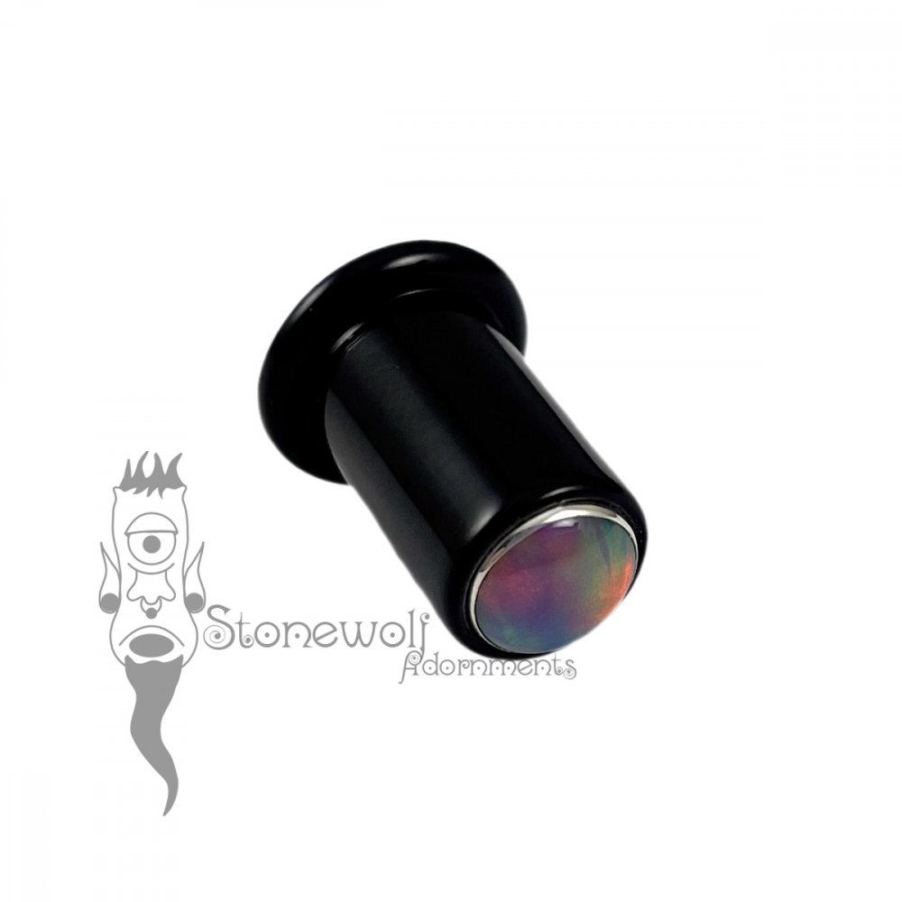 Delrin Philtrum Lip Plug 8mm w/ Aurora Opal Inlay- Ready To Ship