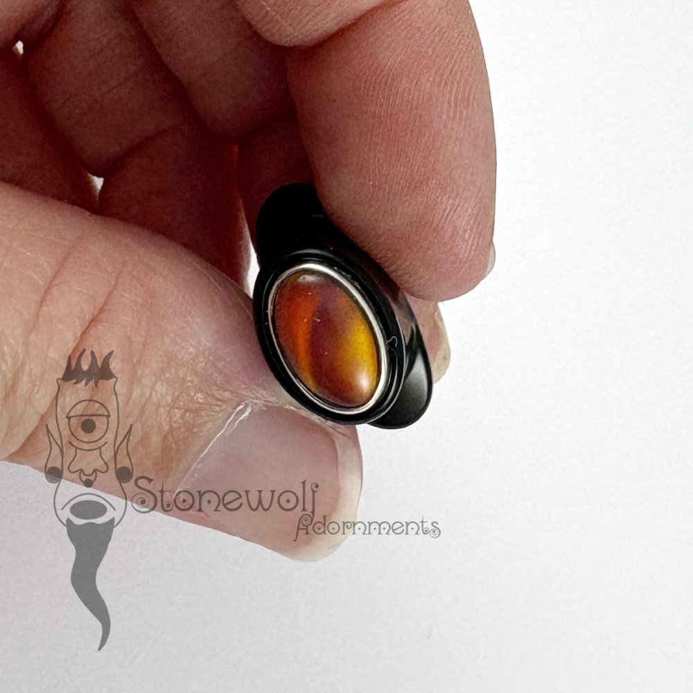 Delrin 12mm Oval Labret with Aurora Opal Inlay - Ready To Ship