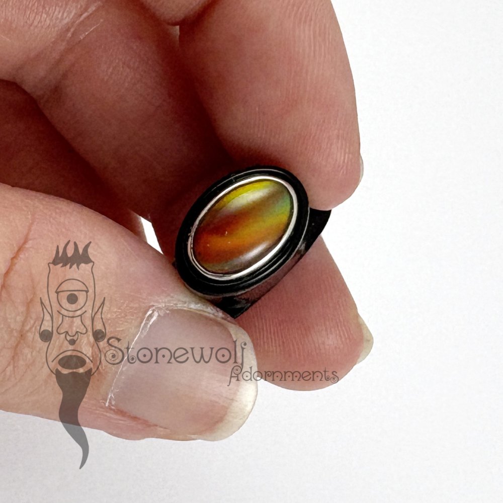 Delrin 12mm Oval Labret with Aurora Opal Inlay - Ready To Ship