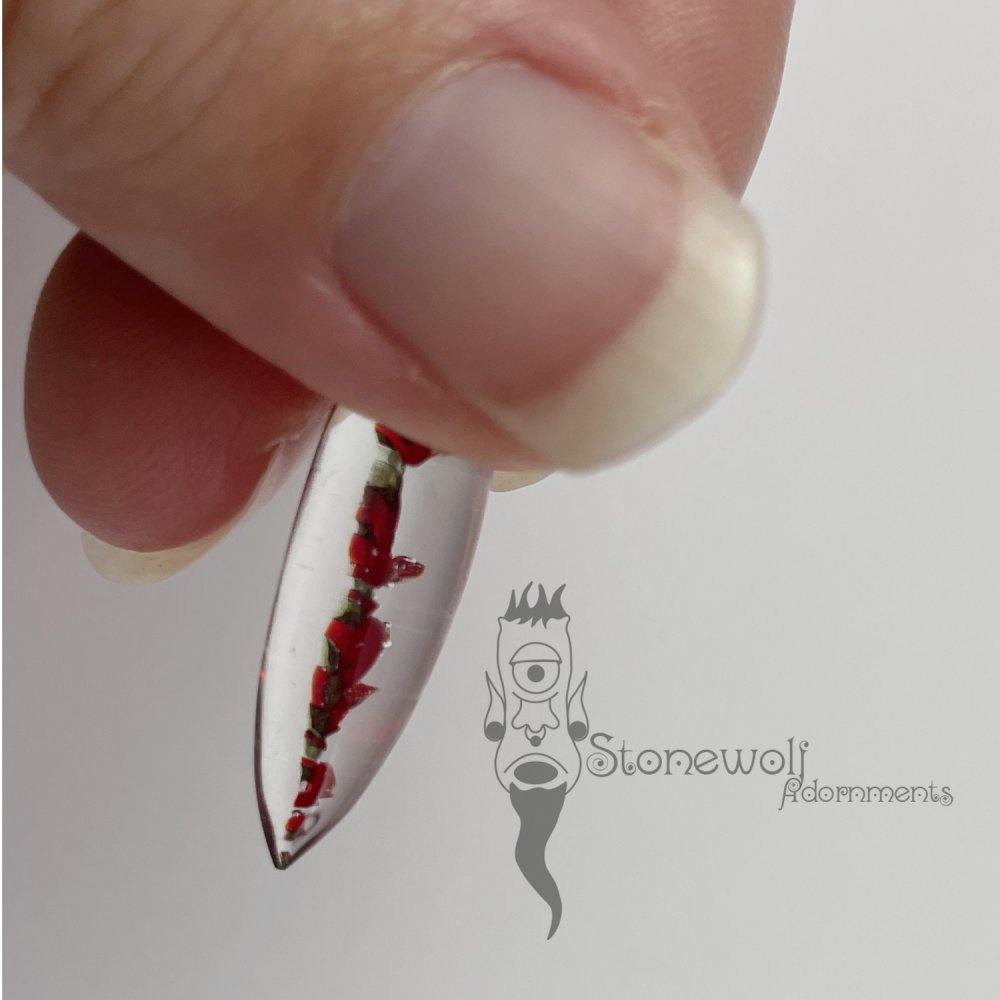 Red Glitter Glass 7mm Septum Spike - Ready To Ship