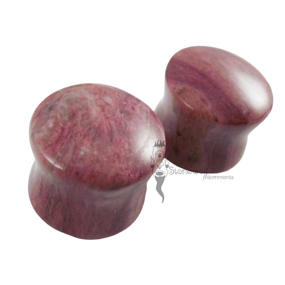 Pair of Rose Jasper Stone Plugs Double Flared Made to Order