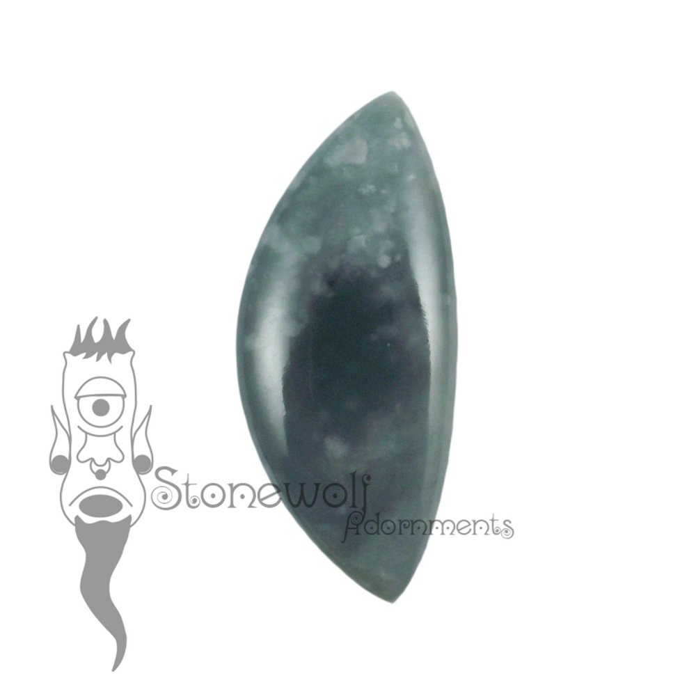 Dark Blue Snowflake Jadeite 37mm Teardrop Cabochon