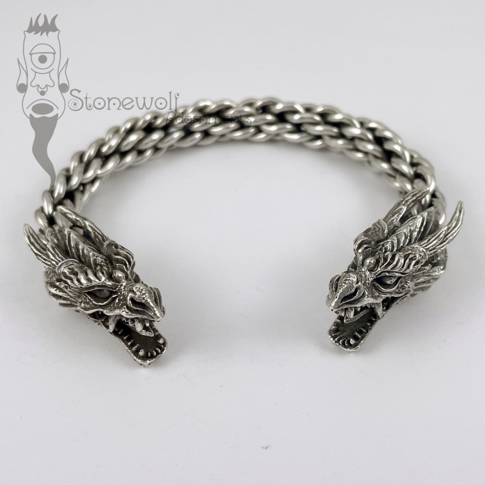 Dragon Torc Bracelet 925 Sterling Silver - Made to Order