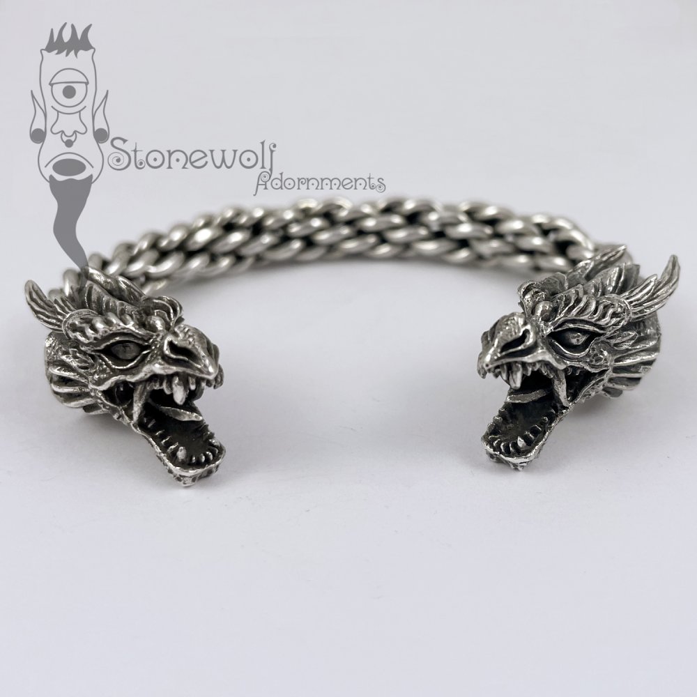 Dragon Torc Bracelet 925 Sterling Silver - Made to Order