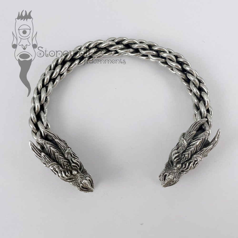 Dragon Torc Bracelet 925 Sterling Silver - Made to Order