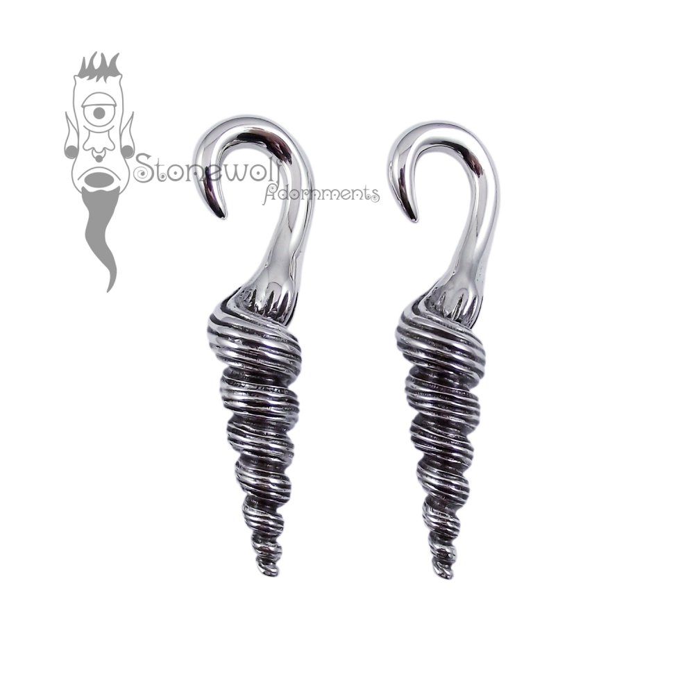 Pair of Silver Seashell Ear Weights