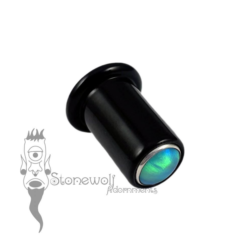 Delrin 8mm Philtrum Lip Plug w/ Aurora Opal Inlay- Ready To Ship