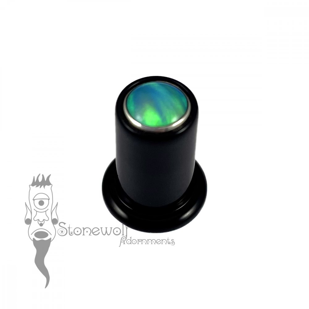 Delrin 8mm Philtrum Lip Plug w/ Aurora Opal Inlay- Ready To Ship