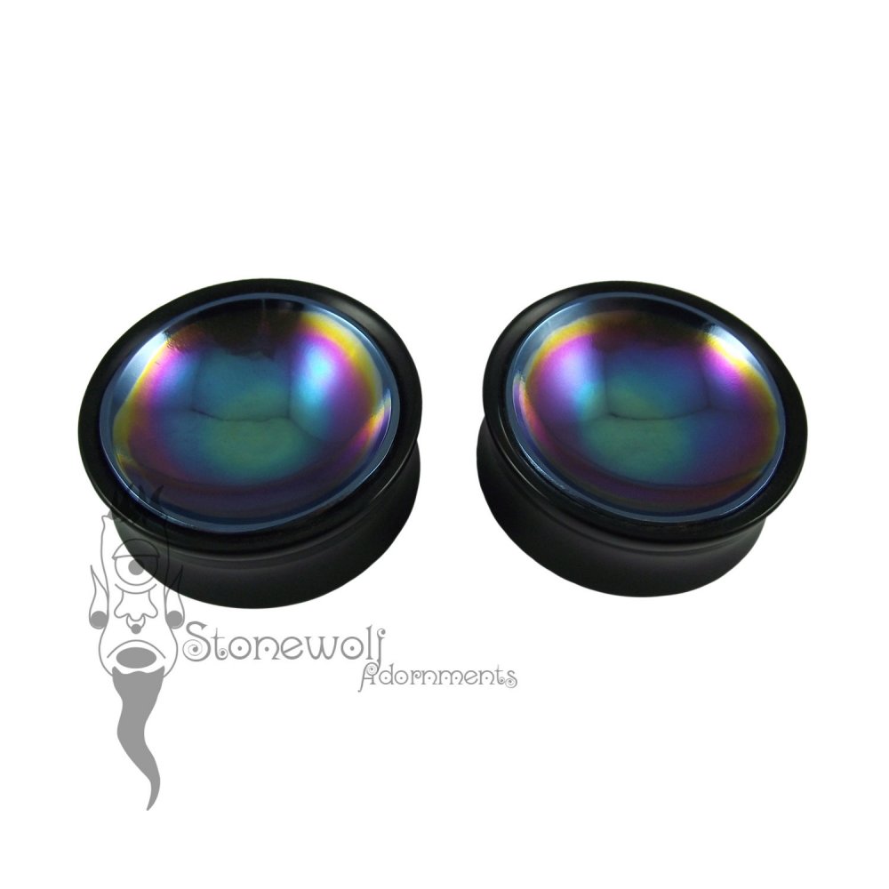 Delrin 32mm Plugs with Concave Niobium Inlay - Ready To Ship