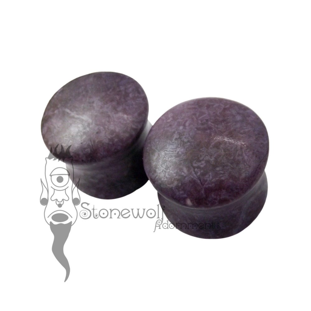 Pair of Turkish Purple Jadeite Stone Plugs Made to Order - Click Image to Close