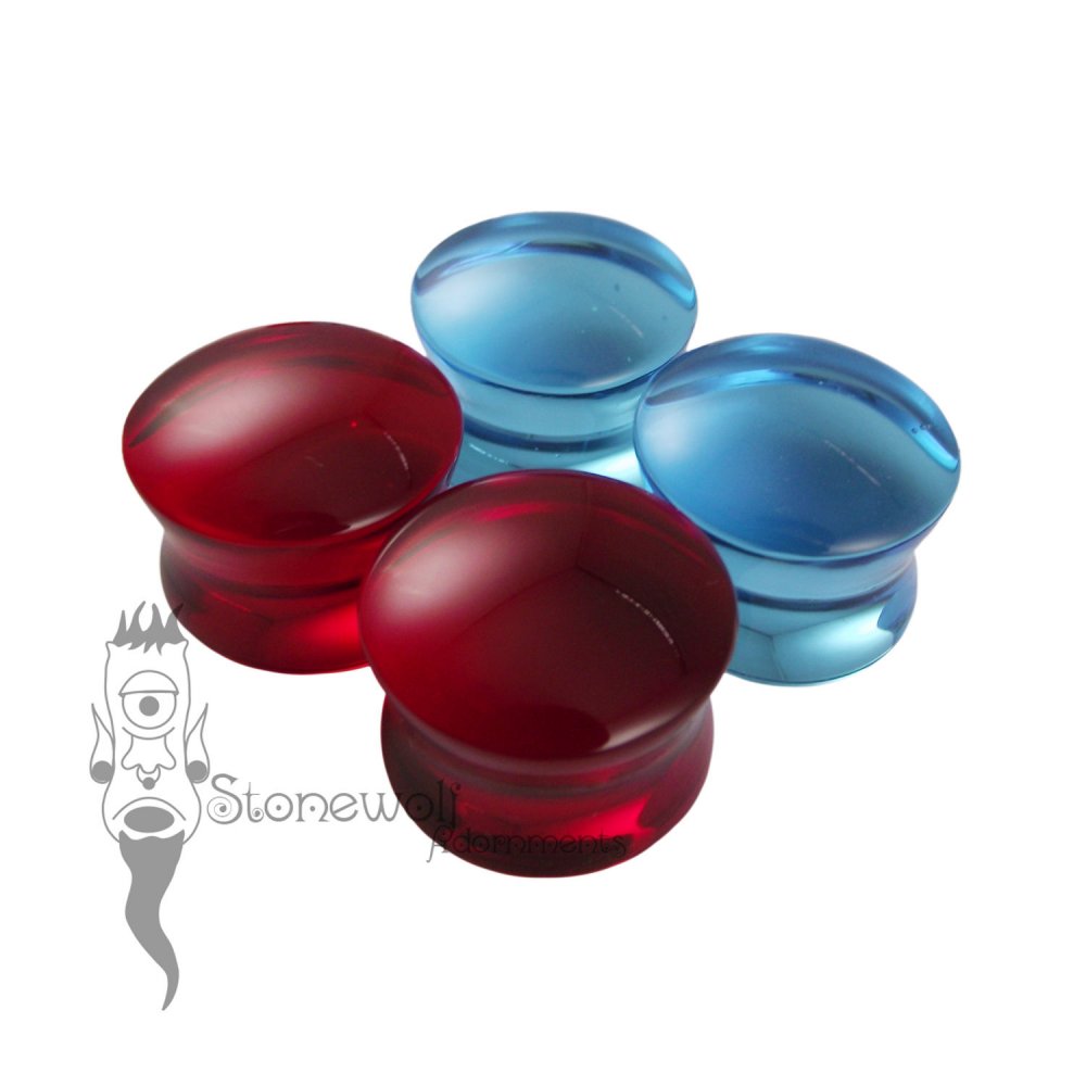 Pair of Transparent Glass Plugs Choice of Colour - Made to Order - Click Image to Close