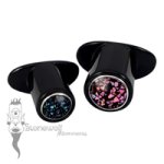 Delrin Round Labret with Mosaic Opal Inlay Curved T-back