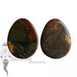 Pair of Picasso Jasper Stone Teardrop Plugs- Made to Order