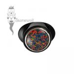 Delrin Round Labret with Synthetic Opal Inlay Curved T-back