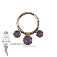 18K Yellow Gold Seam Ring with Purple Turkish Jadeite