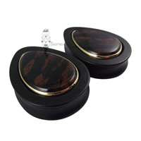 Pair of Wood Teardrop Plugs with Stone Inlay