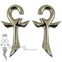 Pair of Bronze Large Ankh Of Life Ear Weights