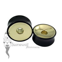 Pair Delrin Double Flared Plugs with Concave Brass Inlay