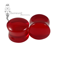 Pair of Red Transparent Glass 16mm Stone Plugs - Ready To Ship