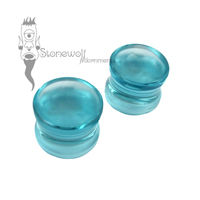 Gorilla Glass 16mm Turquoise Concave Martele Plugs