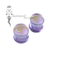 Gorilla Glass 12mm Lavender Gold Dichroic Double Flared Plugs