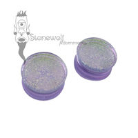 Gorilla Glass 25mm Lavender Gold Dichroic Double Flared Plugs