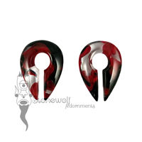 Gorilla Glass Red & Black Power Keyhole Ear Weights