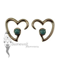 Pair of Bronze Jewel of my Heart Weights - Chrysocolla