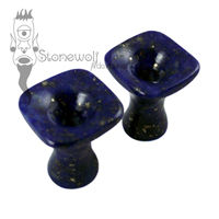 Pair of Square Lapis Stone Trumpet Flared Eyelets Made to Order
