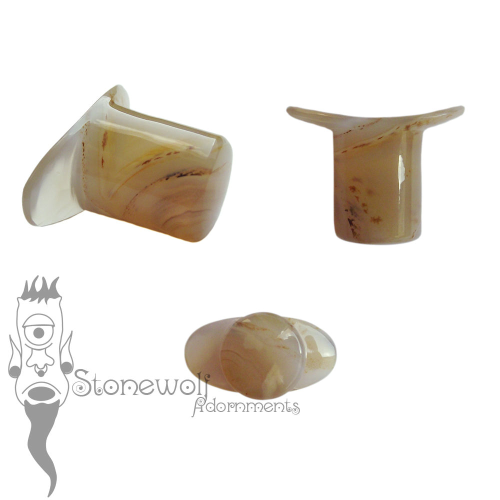 Banded Agate Stone Round Labret Made to Order - Click Image to Close