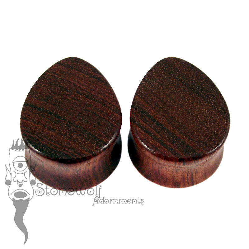 Pair of Bloodwood Teardrop Wood Plugs- Made to Order