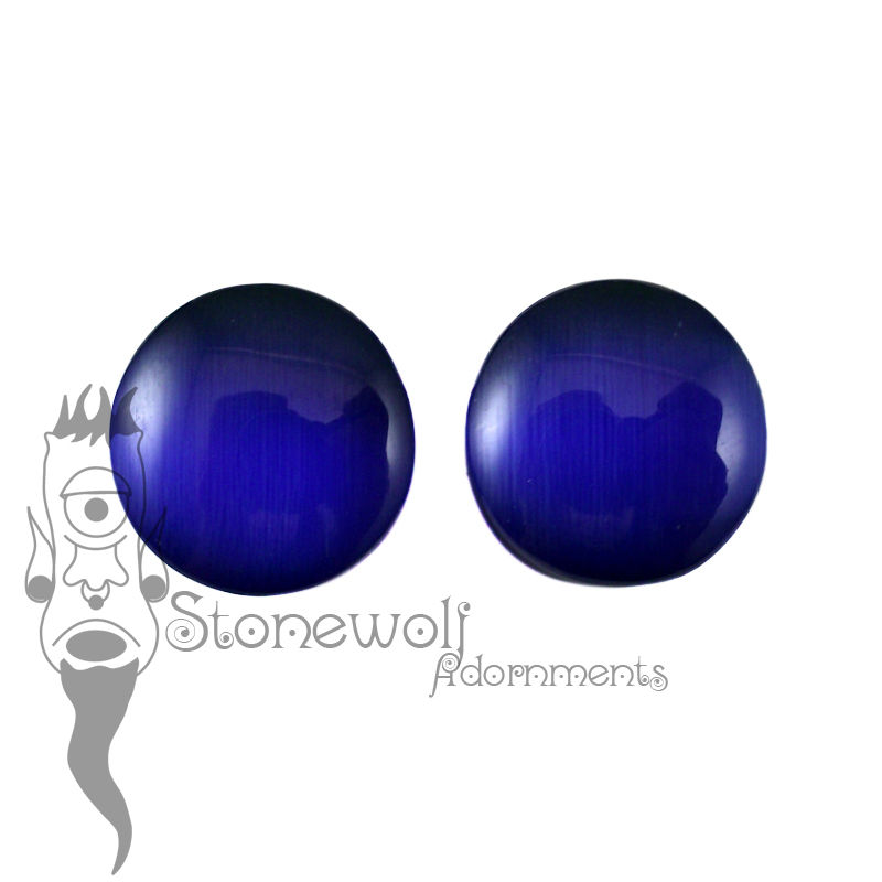 Blue Cats Eye Glass 15mm Plugs - Ready To Ship - Click Image to Close