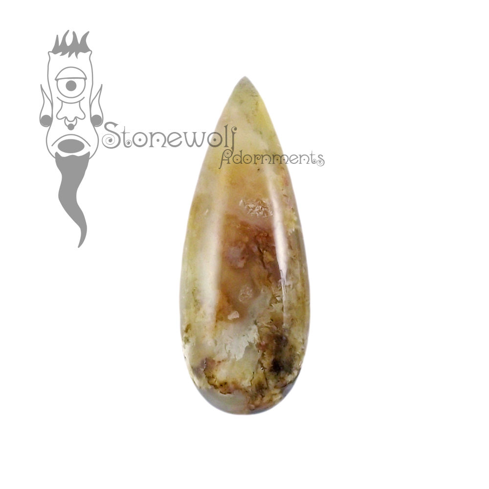 Graveyard Plume Agate 40mm Teardrop Cabochon - Click Image to Close