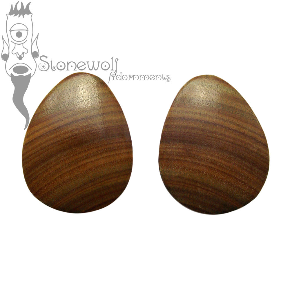 Pair of Lignum Vitae Teardrop Wood Plugs- Made to Order - Click Image to Close