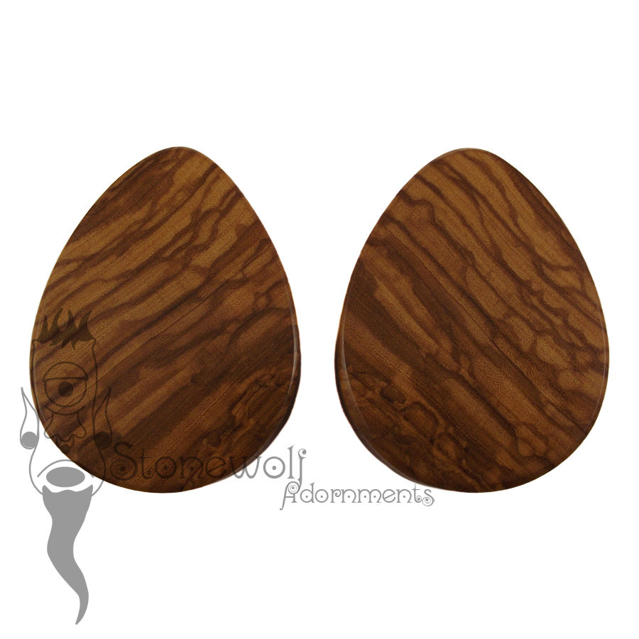 Olive Wood Teardrop Plugs 52mm - Ready To Ship - Click Image to Close