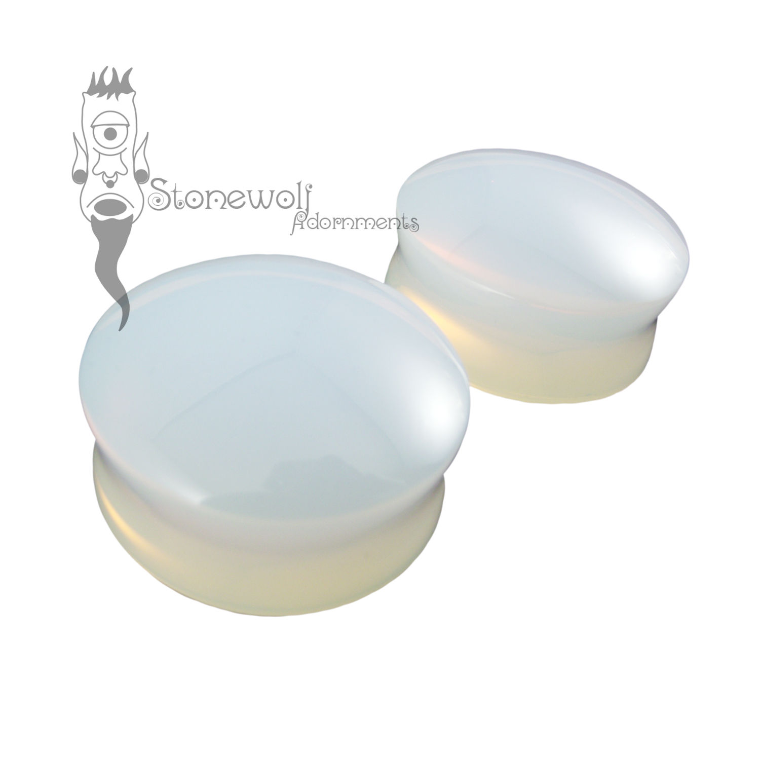 Pair of Opalite Glass Plugs with Colour Choice- Made to Order - Click Image to Close