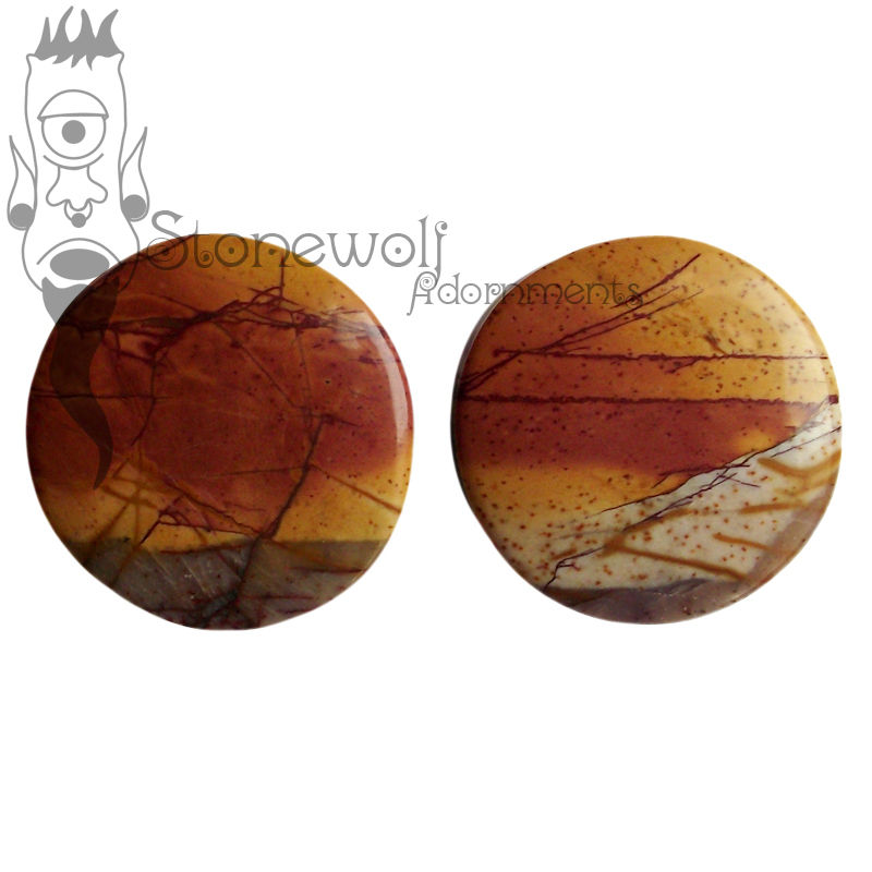 Pair of Picasso Jasper Stone Plugs Double Flared Made to Order - Click Image to Close