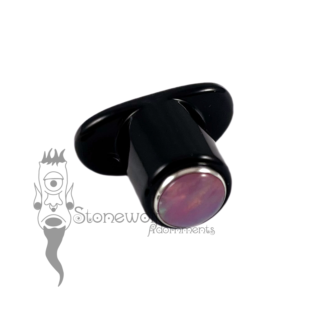 Delrin 8mm Round Labret with Pink Aurora Inlay - Ready To Ship