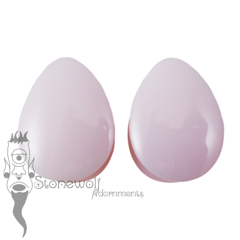 Pink Opalite 25mm Teardrop Double Flared Plugs - Ready To Ship - Click Image to Close