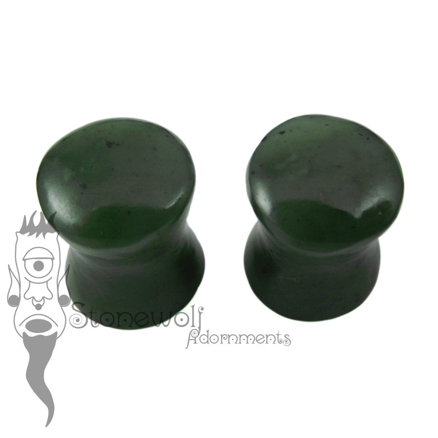 Yukon Nephrite Jade 8mm Double Flared Plugs - Ready To Ship - Click Image to Close