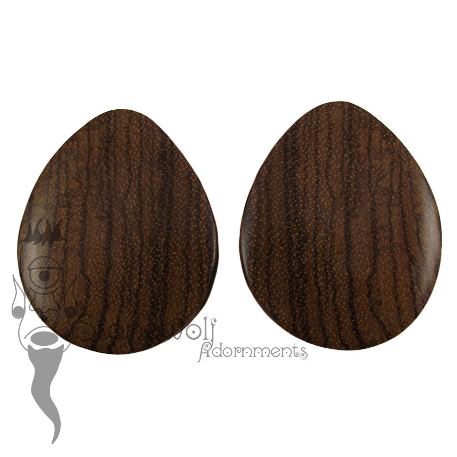 Zebrano Wood Teardrop Plugs 45mm - Ready To Ship