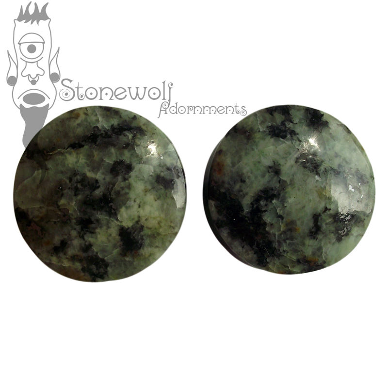 Pair of Zoisite Stone Plugs Double Flared Made to Order - Click Image to Close