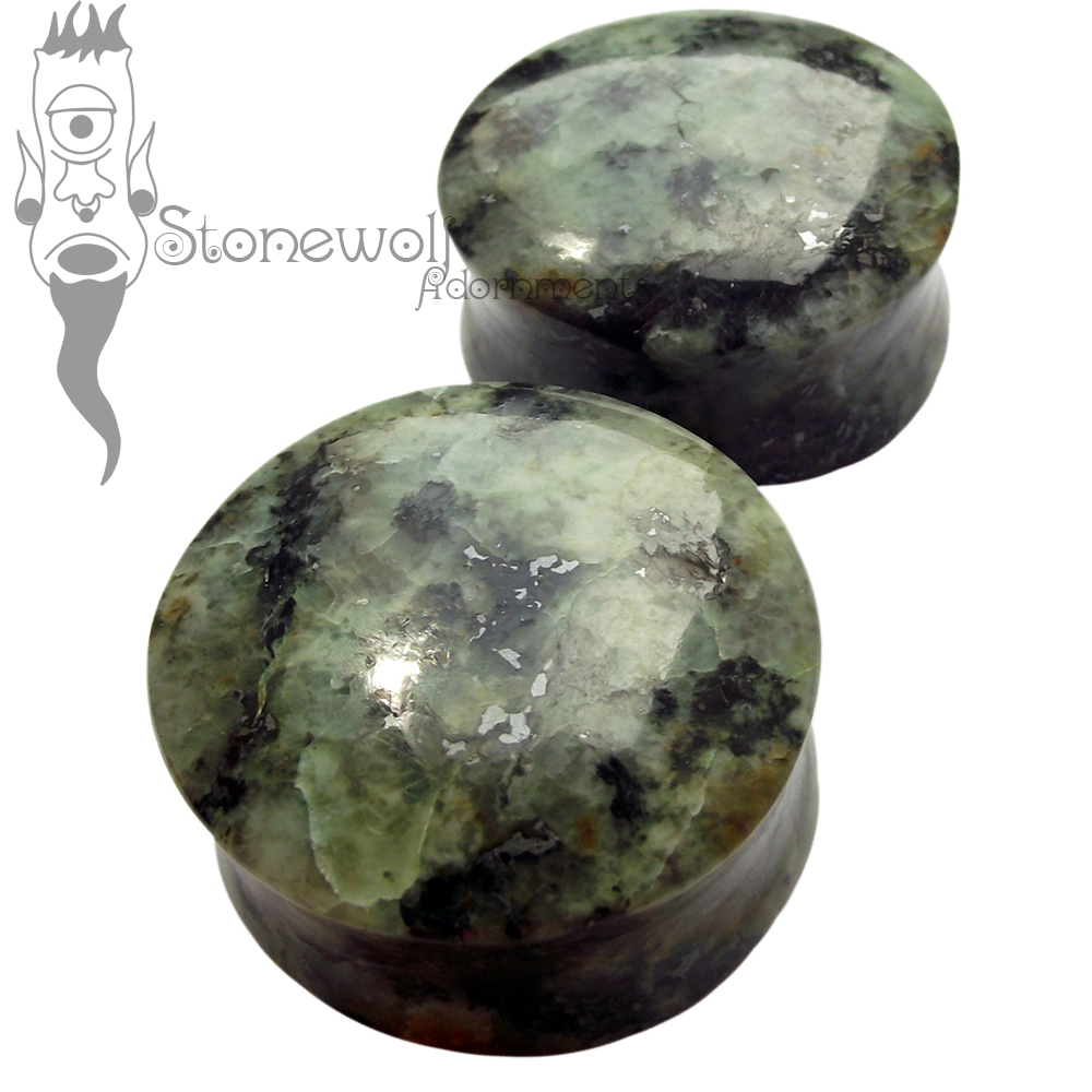 Pair of Zoisite Stone Plugs Double Flared Made to Order - Click Image to Close