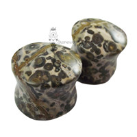Pair of Leopardskin Jasper Stone Plugs Double Flared