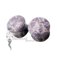 Pair of Lepidolite Stone Plugs Double Flared Made to Order