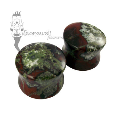 Pair Of Dragons Blood Jasper Plugs Double Flared Made To Order 52 00 Stonewolf Adornments Bespoke Handmade Body Jewellery