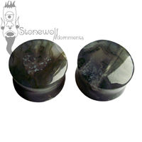 Pair of Green Moss Agate Stone Plugs Double Flared Made to Order